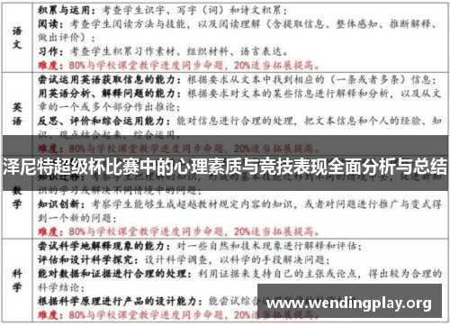泽尼特超级杯比赛中的心理素质与竞技表现全面分析与总结 泽尼特超级杯比赛中的心理素质与竞技表现全面分析与总结